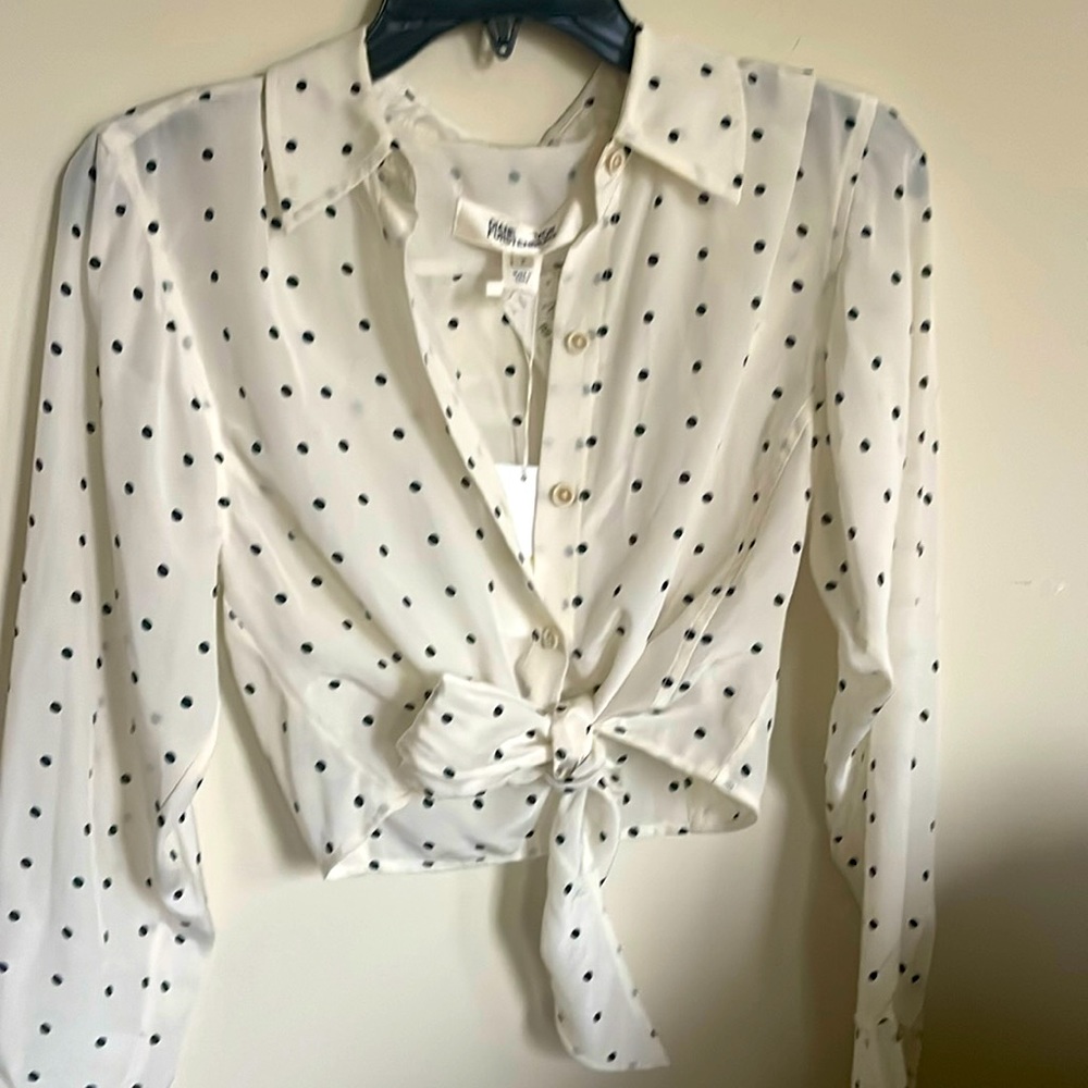 Diane Von Furstenberg Silk Crop Blouse.